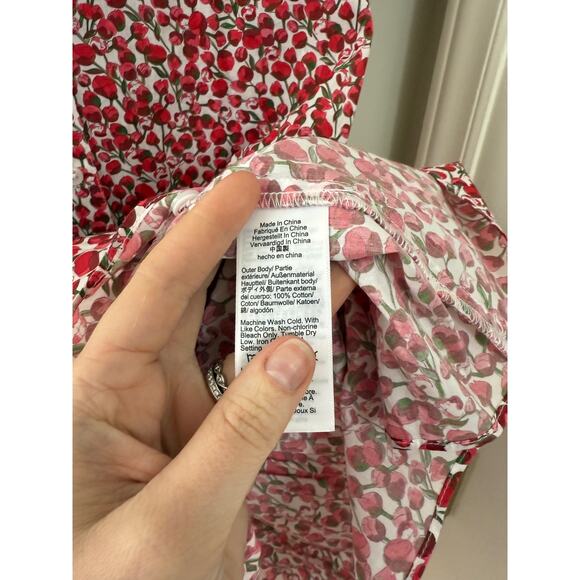 J. Crew Classic Preppy Floral Ruffle Amelia Shirt Dress Red Liberty Floral M - Picture 7 of 11